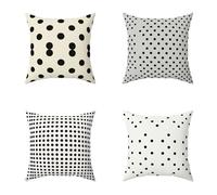 Cuscini per Divano 75X75CM Set di 4 In Bianco E Nero Punto Cuscini Esterno Decorative Morbido Piazza Copricuscini con Cerniera Invisibile, Giardino Balcone Home Decorativi, Interni ed Esterni 8-18584