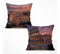 Cuscini per Divano 80x80 cm Set di 2 Roma Cuscino 80 x 80 Federe Cuscini Divano Lino Copricuscini Tramonto Motivo Stampa Fronte-Retro Design Con Cerniera Invisibile per Primavera Decorativi Y-749271