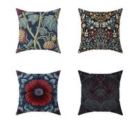 Cuscini per Divano 80X80CM Set di 4 Blu Flower Cuscini Esterno Decorative Lino Piazza Copricuscini con Cerniera Invisibile per Giardino Balcone Divano Decorativi Regalos, Interni ed Esterni H-O1N79