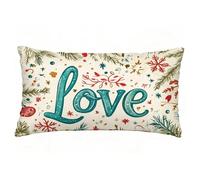 Cuscini per Divano Amore Federe Cuscini Divano 35x50 cm Set di 1 Lino Copricuscini Rettangolari Stampa a Doppia Faccia Copricuscini Decorativi con Cerniera Invisibile, Decorazioni Casa, Natale T9-2