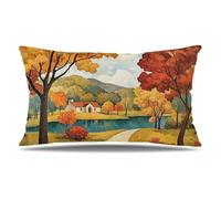 Cuscini per Divano Autunno Federe Cuscini Divano 40x50 cm Set di 1 Velluto Copricuscini Rettangolari Stampa a Doppia Faccia Copricuscini Decorativi, Camera da Letto Room Decor, Azienda Agricola Q9-639