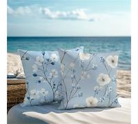 Cuscini per Divano Azzurro chiaro Federe Cuscini Divano 45x45cm Quadrati Velluto Decorativa Copricuscini Fiore pero con Cerniera Invisibile per Esterno,Divano,Soggiorno Donne Regali Set 2 Pezzi 1Z-14