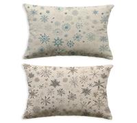 Cuscini per Divano Beige Federe Cuscini Divano 60x90 Set di 2 Rettangolo Cuscino Fiocco Di Neve,2026 Nuovo Velluto Stampa Fronte Retro Pillow per Soggiorno Camera da Letto Casa Decorative O-653C