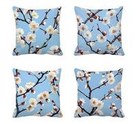 Cuscini per Divano Blu Copricuscini Divano 40x40cm Set 4 Pezzi, Morbido Federa Cuscino Fiore Copricuscini Impermeabili Cuscini Arredo con Cerniera Invisibile per Soggiorno Camera Balcone -yxy25042S