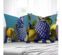 Cuscini per Divano Blu Navy Federe Cuscini Divano 30x50cm, Ananas Federe Cuscino Letto Set di 2 Tessuto In Velluto Morbido Lavabile Copricuscino con Cerniera Invisibile per Decorazioni Halloween R1-21