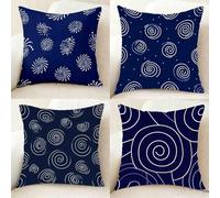 Cuscini per Divano Blu Scuro Cuscini Divano 80 x 80 cm 4 Pezzi, Impermeabile Federa Cuscino Girare Federa Cuscino, Doppia Faccia Stampa Copricuscini per Casa Decorazioni, Regalo Donna-bby25011MI