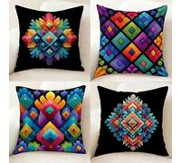 Cuscini per Divano Colorato Cuscini Divano 80x80 cm 4 Pezzi, Impermeabile Federa Cuscino Grafica Federa Cuscino, Doppia Faccia Stampa Copricuscini per Casa Decorazioni, Regalo Donna-bby25011K6