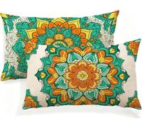 Cuscini per Divano Colore Arancione Cuscino Bianco Cuscini Divano 50x30 Federe Lino Set da 2 Copricuscini Rettangolari Morbidi con Cerniera Invisibile per Salotto Giardino Decorazioni Casa JK-171