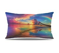 Cuscini per Divano Colore Federe Cuscini Divano 30x50 cm Set di 1 Velluto Copricuscini Rettangolari Stampa a Doppia Faccia Copricuscini Decorativi con Cerniera Invisibile, Room Decor, Spiaggia T9-73