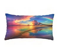 Cuscini per Divano Colore Federe Cuscini Divano 60x80 cm Set di 1 Lino Copricuscini Rettangolari Stampa a Doppia Faccia Copricuscini Decorativi con Cerniera Invisibile, Room Decor, Spiaggia T9-73