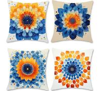 Cuscini per Divano Colourfulati Federe Cuscini Divano 50x50 Mandala Copricuscini Set di 4 Velluto Quadrato Fodere Cuscino Letto Stampa Doppia Faccia per Giardino Halloween Casa Decorazioni S1-143