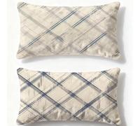 Cuscini per Divano Crema Cuscino Cuciture A Griglia Cuscini Grandi per Divano 50x70cm Set di 2 Rettangolo Federa Cuscino,Velluto Copricuscini con Cerniera Invisibile per Autunnali Decorazione Q-915U