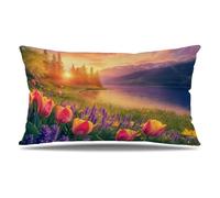 Cuscini per Divano Fiore Federe Cuscini Divano 40x60 cm Set di 1 Velluto Copricuscini Rettangolari Stampa a Doppia Faccia Copricuscini Decorativi con Cerniera Invisibile, Room Decor, Montagna T9-689