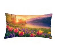 Cuscini per Divano Fiore Federe Cuscini Divano 50x70 cm Set di 1 Lino Copricuscini Rettangolari Stampa a Doppia Faccia Copricuscini Decorativi con Cerniera Invisibile, Room Decor, Montagna T9-689