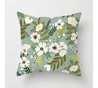 Cuscini per Divano Fiore Foglie Verdi Cuscini Divano Cotone e Lino Copricuscini Lavabile Federe Cuscini Traspirante Copricuscino Cerniera Nascosta Copri Cuscino Durabile 60x60cm/Set da 1