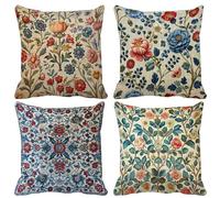 Cuscini per Divano Fiori Federe Cuscini Divano 40 x 40 cm Set di 4, Morbido Copricuscini Rosso Federa Cuscino Doppia Faccia Stampa con Cerniera Invisibile per Domestica Camera da Letto -lsy2504QUE2O