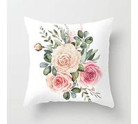 Cuscini per Divano Foglie Verde Rosa Cuscini Divano Cotone e Lino Copricuscini Lavabile Federe Cuscini Traspirante Copricuscino Cerniera Nascosta Copri Cuscino Durabile 60x60cm/Set da 1