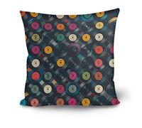 Cuscini Per Divano In Lino Confezione 40X40 Cm Musica Vinile Federe Cuscini Divano Con Cerniera Nascosta & Antipiega - Copricuscini Decorativi Traspiranti Per Divano, Letto, Ufficio