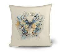 Cuscini Per Divano In Lino Confezione 60X60 Cm Musica Farfalla Federe Cuscini Divano Con Cerniera Nascosta & Antipiega - Copricuscini Decorativi Traspiranti Per Divano, Letto, Ufficio
