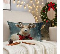 Cuscini per Divano Inverno Cuscini da Esterno Set di 2 Lino Copricuscini 50x60 cm Cuscino Piccolo con Cerniera Invisibile Cuscino per Cortile Giardino Balcone Autunno Decorativi Regalo, Cervo 3m-335