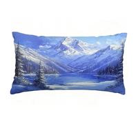 Cuscini per Divano Montagna Federe Cuscini Divano 50x80 cm Set di 1 Lino Copricuscini Rettangolari Stampa a Doppia Faccia Copricuscini Decorativi con Cerniera Invisibile, Room Decor, Blu T9-569