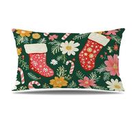 Cuscini per Divano Natale Federe Cuscini Divano 35x50 cm Set di 1 Velluto Copricuscini Rettangolari Stampa a Doppia Faccia Copricuscini Decorativi con Cerniera Invisibile, Room Decor, Fiore T9-590