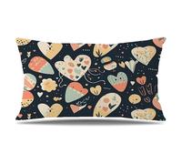 Cuscini per Divano Nero Federe Cuscini Divano 35x50 cm Set di 1 Velluto Copricuscini Rettangolari Stampa a Doppia Faccia Copricuscini Decorativi con Cerniera Invisibile, Room Decor, Amore Q9-235