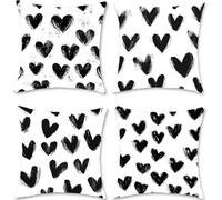 Cuscini per Divano Nero Federe Cuscini Divano 50x50 Amore Copricuscini Set di 4 Velluto Quadrato Fodere Cuscino Letto Stampa Doppia Faccia per Giardino Halloween Camera da Letto Decorazioni S1-456