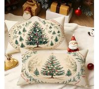 Cuscini per Divano Retrò Cuscini da Esterno Set di 2 Velluto Copricuscini 50x70 cm Cuscino Grande con Cerniera Invisibile Cuscino per Giardino Balcone Autunno Decorativi, Albero di Natale 3m-361