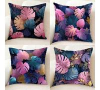 Cuscini per Divano Rosa Cuscini Divano 50x50 cm Set da 4, Morbidi Federa Cuscino Foglia Copricuscini Doppia Faccia Stampa con Cerniera Invisibile per Casa Decorazioni, Regalo Donna -bby25011IO