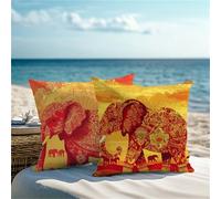 Cuscini per Divano rosso Cuscini da Esterno elefante Copricuscini 80x80cm 2 Pezzi Impermeabili Lino,Copricuscini Divano,Stampa Fronte-Retro per Soggiorno Camera Giardino Sedia,Regali per Donne 1Z-69