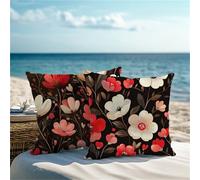 Cuscini per Divano rosso Cuscini da Esterno fiore Copricuscini 70x70cm 2 Pezzi Impermeabili Velluto Copricuscini Divano,Stampa Fronte-Retro per Soggiorno Camera Giardino Sedia,Regali per Donne 1Z-292