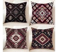 Cuscini per Divano Rosso Cuscini Divano 80x80 cm Set da 4, Morbidi Federa Cuscino Boemia Copricuscini Doppia Faccia Stampa con Cerniera Invisibile per Casa Decorazioni, Regalo Donna -bby25011W7