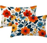 Cuscini per Divano Rosso Cuscino Crisantemo Cuscini Divano 50x75 Federe Velluto Set da 2 Copricuscini Rettangolari Morbidi con Cerniera Invisibile per Salotto Giardino Interno Decorazioni Casa JK-649