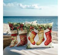 Cuscini per Divano rosso Federe Cuscini Divano Calze Natale Copricuscini 60x60cm 2 Pezzi Impermeabili Lino Federe Cuscino Letto, Stampa Fronte-Retro per Soggiorno Letto Camera Giardino Sedia 1Z-316