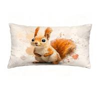 Cuscini per Divano Scoiattolo Federe Cuscini Divano 35x50 cm Set di 1 Lino Copricuscini Rettangolari Stampa a Doppia Faccia Copricuscini Decorativi con Cerniera Invisibile, Room Decor, Beige T9-630