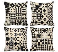 Cuscini per Divano Semplicità Federe Cuscini Divano 55x55cm Set di 4, Morbido Copricuscini In Bianco e Nero Federa Cuscino Doppia Faccia Stampa con Cerniera Invisibile per Camera da Letto -lsy2504AX