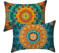 Cuscini per Divano Set da 2 Cuscini da Esterno Impermeabili Lino Federe Cuscino, Copricuscino Letto Boemia, Decorazioni Giardino per Esterno, Decorazioni Estate, 40x60cm pietra turchese i-44