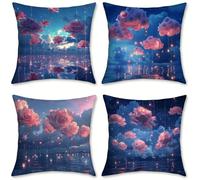 Cuscini per Divano Set da 4 60x60 Il sogno Cuscini da Esterno Lino Federe Cuscino Impermeabili, rosa Copricuscino Letto Decorativi Copricuscini, Decorazioni Giardino, Decorazioni Primavera, o-706