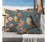 Cuscini per Divano uccelli Set di 2 Federe Cuscini Divano 35x35 Copricuscini Fiori di ciliegio Lino Federa Cuscino Copricuscino Decorativi, Decorazioni Camera da Letto, Decorazioni Giardino k-662