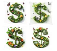 Cuscini per Divano Verde Federe Cuscini Divano 40x40 Lettera Set di 4 Federa Cuscino in Lino Decorativi Copricuscini Fodera Cuscino cuscino Quadrato, per Soggiorno Giardino Camera da Letto C1-605