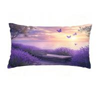 Cuscini per Divano Viola Federe Cuscini Divano 50x70 cm Set di 1 Lino Copricuscini Rettangolari Stampa a Doppia Faccia Copricuscini Decorativi con Cerniera Invisibile, Room Decor, Farfalla T9-710