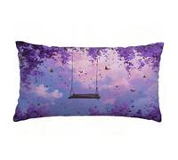 Cuscini per Divano Viola Federe Cuscini Divano 70x90 cm Set di 1 Lino Copricuscini Rettangolari Stampa a Doppia Faccia Copricuscini Decorativi con Cerniera Invisibile, Room Decor, Farfalla T9-709