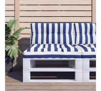 Cuscini per Pallet 2 pz Strisce Blu e Bianche in Tessuto