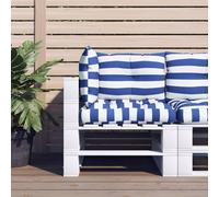 Cuscini per Pallet 3 pz Strisce Blu e Bianche Tessuto Oxford