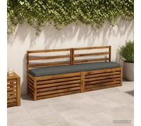 Cuscini per Panchina a 2 Pezzi VUGHT Grigio 100% Poliestere 180x30x5 cm | Fodera rimovibile con cerniera, riempimento in schiuma, resistenti ai raggi UV, lavabili in lavatrice a 30°C, uso interni ed