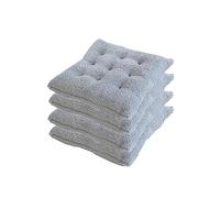 Cuscini per Sedia Morbidi e Morbidi, 40 x 40 cm, Imbottiti e Spessi, con Lacci, per Uso Interno ed Esterno, Set da 4, Grigio - Ideale per Sala da Pranzo, Patio e mobili da Giardino