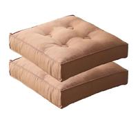 cuscini per sedie， Cuscino da pavimento spesso, tessuto di tela pieno, morbido e confortevole, antiscivolo, rimovibile, cuscini for sedie for forniture for aule domestiche(Khaki,50x50cm(2pcs))