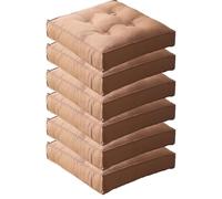 cuscini per sedie， Cuscino da pavimento spesso, tessuto di tela pieno, morbido e confortevole, antiscivolo, rimovibile, cuscini for sedie for forniture for aule domestiche(Khaki,45x45cm(6pcs))
