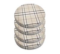 cuscini per sedie， Cuscino for sedia rotondo elastico con fodera in lino cerniera staccabile, morbido e confortevole, in spugna, for sala da pranzo interna(Checkered,45cm)